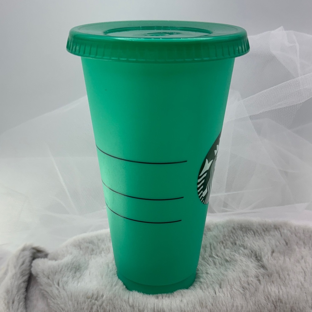 Starbucks Turquoise Plastic Reusable Cold Cup with Logo - Picture 4 of 7